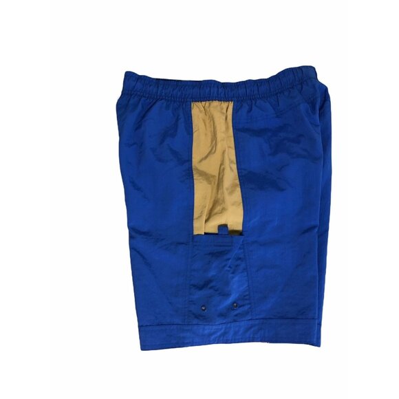 Swim Trunks Mens M Swimsuit Board Shorts Blue Elastic Waist Pockets - Picture 4 of 6